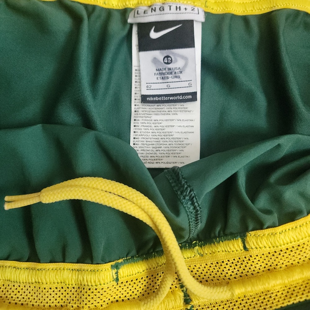Nike Basketball Shorts Mens 42 Green Yellow Red Perforated Performance 597135 - Picture 5 of 7